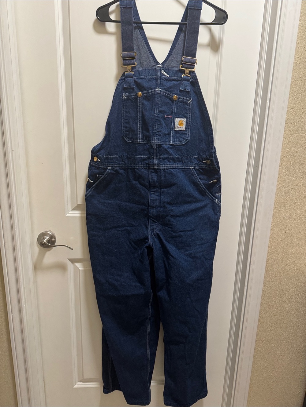 Mens Work Carhartt Navy Blue Denim Work Overalls 40X30